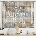 thumbnail image 1 of Kitchen Curtains Rustic Farmhouse 55x36 Inch Rod Pocket Country Short Small Barn Fork and Spoon Wooden Wood Plank Board Vintage Printed Cafe Window Curtains Drapes Treatment Fabric 2 Panels, 1 of 6