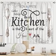 thumbnail image 1 of Kitchen Curtains Rustic Farmhouse 55x39 Inch Rod Pocket Country Short Small Barn Fork and Spoon Wooden Wood Plank Board Vintage Printed Cafe Window Curtains Drapes Treatment Fabric 2 Panels, 1 of 5
