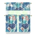 thumbnail image 1 of Kitchen Curtains Set of 3, 27.5x36in Polyester Fabric, Featuring Hawaiian Botanical Leaf and Bloom Patterns, Adds Vibrant Tropical Style to Kitchen or Bathroom, 1 of 4