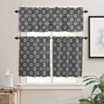 thumbnail image 1 of Kitchen Curtains Set, Black Grey Kitchen Curtains and Valances Set, Morocco Modern Geometric Ethnic Art Rod Pocket Tier Curtains 24 Inch Length for Cafe/Bedroom Windows, 1 of 6