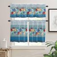 thumbnail image 1 of Kitchen Curtains Set, Blue Coastal Kitchen Curtains and Valances Set, Nautical Starfish Coral Shell Beach Wooden Rod Pocket Tier Curtains 24 Inch Length for Cafe/Bedroom Windows, 1 of 1