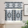thumbnail image 1 of Kitchen Curtains Set, Blue Western Kitchen Curtains and Valances Set, Ethnic Boho Geometric Abstract Southwest Rod Pocket Tier Curtains 36 Inch Length for Cafe/Bedroom Windows, 1 of 6