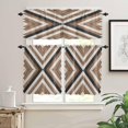 thumbnail image 1 of Kitchen Curtains Set, Brown Black Kitchen Curtains and Valances Set, Boho Wooden Modern Geometric Abstract Rod Pocket Tier Curtains 24 Inch Length for Cafe/Bedroom Windows, 1 of 6