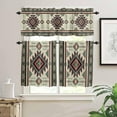 thumbnail image 1 of Kitchen Curtains Set, Brown Western Kitchen Curtains and Valances Set, Ethnic Boho Geometric Abstract Southwest Rod Pocket Tier Curtains 24 Inch Length for Cafe/Bedroom Windows, 1 of 6