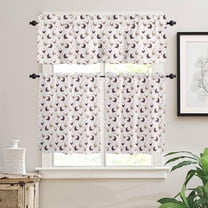 Kitchen Curtains Set, Farm Rooster Kitchen Curtains and Valances Set, Farmhouse Chicken Pink Spring Floral Rod Pocket Tier Curtains 24 Inch Length for Cafe/Bedroom Windows