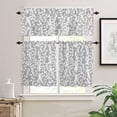 thumbnail image 1 of Kitchen Curtains Set, Grey White Botanical Kitchen Curtains and Valances Set, Pastoral Spring Floral Summer Art Rod Pocket Tier Curtains 36 Inch Length for Cafe/Bedroom Windows, 1 of 6