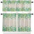 thumbnail image 1 of Kitchen Curtains Set, Light Green Botanical Kitchen Curtains and Valances Set, Rustic Eucalyptus Leaves Burlap Rod Pocket Tier Curtains 36 Inch Length for Cafe/Bedroom Windows, 1 of 6