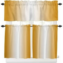 Kitchen Curtains Set, Orange Ombre Kitchen Curtains and Valances Set, Farmhouse Orange Gradient Aesthetics Rod Pocket Tier Curtains 36 Inch Length for Cafe/Bedroom Windows