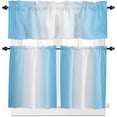 thumbnail image 1 of Kitchen Curtains Set, Sky Blue Ombre Kitchen Curtains and Valances Set, Farmhouse Blue Gradient Aesthetic Rod Pocket Tier Curtains 24 Inch Length for Cafe/Bedroom Windows, 1 of 6
