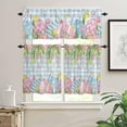 thumbnail image 1 of Kitchen Curtains Set, Spring Easter Kitchen Curtains and Valances Set, Blue Plaid Floral Botanical Easter Eggs Rod Pocket Tier Curtains 36 Inch Length for Cafe/Bedroom Windows, 1 of 6