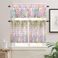 thumbnail image 1 of Kitchen Curtains Set, Spring Easter Kitchen Curtains and Valances Set, Pink Plaid Floral Botanical Easter Eggs Rod Pocket Tier Curtains 24 Inch Length for Cafe/Bedroom Windows, 1 of 6