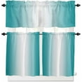 thumbnail image 1 of Kitchen Curtains Set, Teal Ombre Kitchen Curtains and Valances Set, Farmhouse Turquoise Gradient Aesthetics Rod Pocket Tier Curtains 24 Inch Length for Cafe/Bedroom Windows, 1 of 6