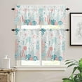 thumbnail image 1 of Kitchen Curtains Set, Teal Red Coastal Kitchen Curtains and Valances Set, Nautical Summer Beach Sea Turtle Coral Rod Pocket Tier Curtains 24 Inch Length for Cafe/Bedroom Windows, 1 of 6