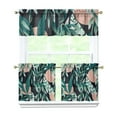 thumbnail image 1 of Kitchen Curtains Set of 3 for Small Window, 27.5x24 Inch Tropical Palm Tree and Hibiscus Polyester Drapes with Valance and Tiers, 1 of 6