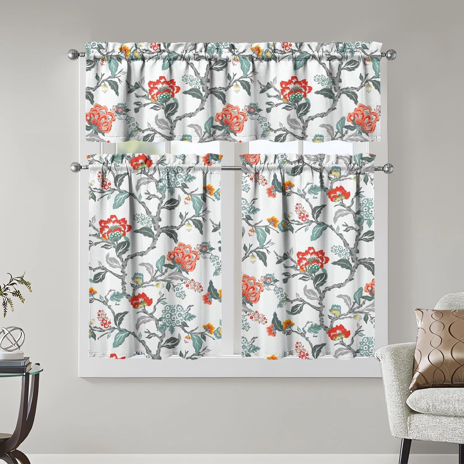 Kitchen Curtains Sets for Windows Flower Kitchen Decorative Sink Window