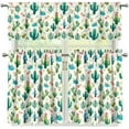 thumbnail image 1 of Kitchen Curtains Sets with Valance and Tier Sets Kitchen Window Coverings Tiered Kitchen Curtains for Kitchen Bathroom Home Decor Green Cactus, 1 of 5