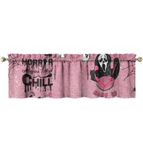 Kitchen Curtains Small Short Cafe Halloween Ghostface Window Curtains Horror Spooky Rod Pocket Bathroom Tier Window Treatment Drapes 54x18inch