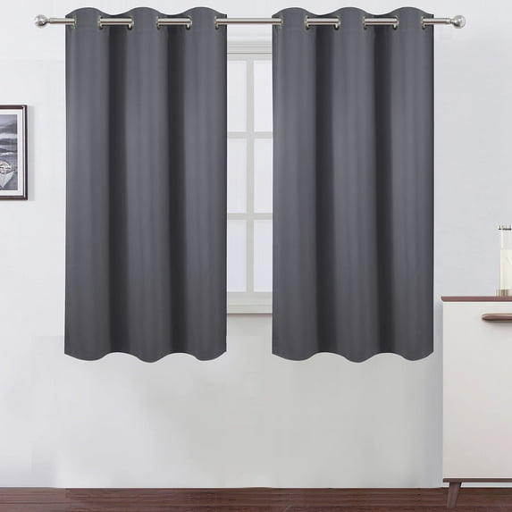 Kitchen Curtains - Thermal Insulated Noise Reducing Energy Efficiency Small Window Decor for Bedroom Bathroom (Grey, 2 Panels, 29 x 36 inch)