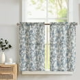 thumbnail image 1 of Kitchen Curtains Tier Curtains Linen Curtains Farmhouse Floral Gray Kitchen Cafe Curtains 24 Inch Length Small Rustic Country Curtains Rod Pocket Kitchen Curtain Set 2 Panels Blue on Beige, 1 of 6