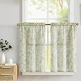 thumbnail image 1 of Kitchen Curtains Tier Curtains Linen Curtains Farmhouse Floral Green Kitchen Cafe Curtains 24 Inch Length Small Rustic Country Curtains Rod Pocket Kitchen Curtain Set 2 Panels Green on Beige, 1 of 6