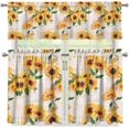 thumbnail image 1 of Kitchen Curtains Tiers and Valances Set 3 Pieces for Windows, Sunflower Poster Design Cute Kitchen Window Curtains Indoor Decorations for Bedroom Cafe Living Room, 1 of 5