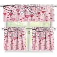 thumbnail image 1 of Kitchen Curtains Tiers and Valances Set of 3, Valentine''s Day Pink Love Heart Branch Rod Pocket Valance Short Window Decor Curtains for Kitchen Cafe Bathroom (54Wx18L&28Wx36L), 1 of 6