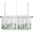 thumbnail image 1 of Kitchen Curtains and Valance Set of 2 - Idyllic Tropical Plant Palm Leaf Banana Leaf Flower Curtains Semi Sheer Curtains for Living Room - Rod Pocket Valances for Windows (27.5"x24"), 1 of 5