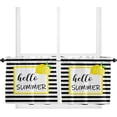 thumbnail image 1 of Kitchen Curtains and Valance Set Tier Curtains Hello Summer Lemon Black White Stripe Semi Sheer Curtains for Living Room Rod Pocket Tiers and Valances for Windows 2 Piece Set 27.5"x24", 1 of 5
