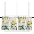 thumbnail image 1 of Kitchen Curtains and Valance Set Tier Curtains Summer Farm Lemon Bicycle Semi Sheer Curtains for Living Room Rod Pocket Tiers and Valances for Windows 2 Piece Set 27.5"x24", 1 of 5