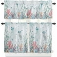 thumbnail image 1 of Kitchen Curtains Valance and Tiers 3 Piece Set, Ocean Nautical Marine Life Ocean Theme Coral Jellyfish Starfish Short Curtain Rod Pocket Tier Valance for Cafe Laundry Room Bathroom 36-Inch Tier Set, 1 of 6