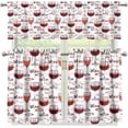 thumbnail image 1 of Kitchen Curtains Valance and Tiers Set Wine Cups Print Rod Pocket Modern Style Cafe Bar Window Curtains 3 Piece Set, Easy to Install, 1 of 5
