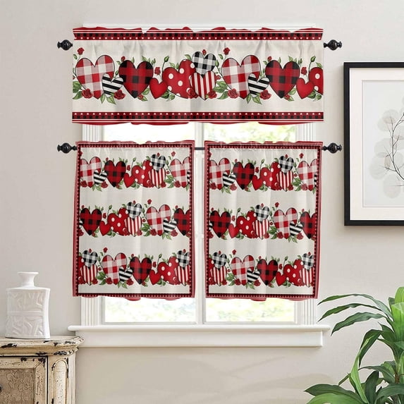 Kitchen Curtains Valances, Flower Bird Plant Spring Summer Fall Floral Short Rod Pocket Valances for Windows for Bedroom, Bathroom, 1 Panel, 42" W x 12" L