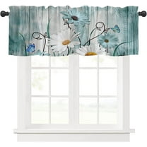 Kitchen Curtains Valances, Rod Pocket Valances for Windows, Small Window Treatment Valances for Window, Living Room, Bedroom, Bathroom, 1 Panel, 54" W x 18" L, Retro Daisy