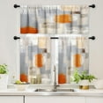 thumbnail image 1 of Kitchen Curtains and Valances Set 3 Piece Curtains 36 Inch Length Small Kitchen Window Curtains Orange Grey Modern Abstract Art Window Treatment Tiers for Bedroom Window Decor, Orange, 1 of 5