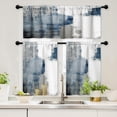 thumbnail image 1 of Kitchen Curtains and Valances Set 3 Piece Kitchen Curtains 36 Inch Length Small Kitchen Window Curtains Over Sink Blue Grey Modern Abstract Art Window Treatment Tiers for Window Decor, Blue, 1 of 6