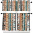thumbnail image 1 of Kitchen Curtains and Valances Set, Bohemian Patterns Coloed Seamless Stitching Rod Pocket Window Valance 18 Inch Window Curtain Panels for Living Room Bedroom Laundry, 27.5x24in, 3 Pieces, 1 of 6