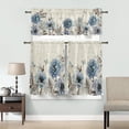thumbnail image 1 of Kitchen Curtains and Valances Set, Flower Butterfly Dragonfly Vintage Blue Floral Spring Summer Short Rod Pocket 3 Pieces Window Curtain Set for Bedroom, Bathroom, 24 Inch Long, 1 of 5