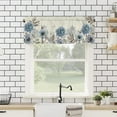thumbnail image 1 of Kitchen Curtains and Valances Set, Flower Butterfly Dragonfly Vintage Blue Floral Spring Summer Short Rod Pocket 3 Pieces Window Curtain Set for Bedroom, Bathroom, 24 Inch Long, 1 of 5