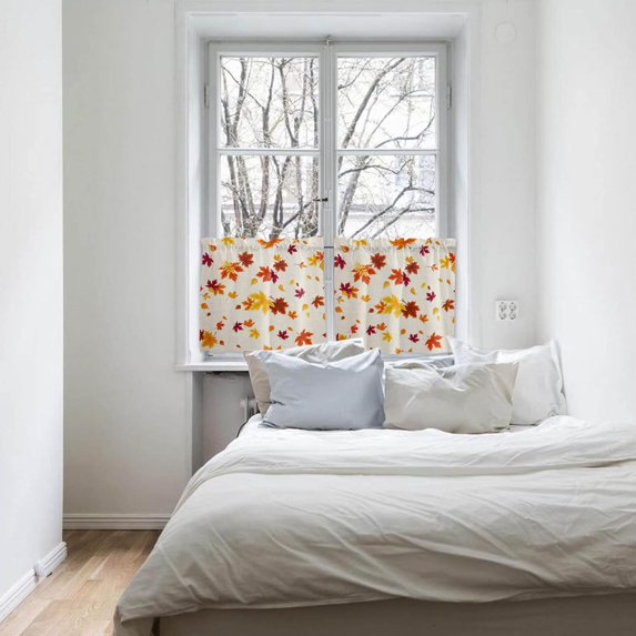 Kitchen Curtains and Valances Set, Flower Butterfly Dragonfly Vintage Blue Floral Spring Summer Short Rod Pocket 3 Pieces Window Curtain Set for Bedroom, Bathroom, 24 Inch Long