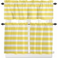 thumbnail image 1 of Kitchen Curtains and Valances Set, Pink Striped Rod Pocket Curtains Tier Farmhouse Window Treatments 24 Inch Length, Modern Simple Monochrome Geometric White 3 Piece Kitchen Drapes Set, 1 of 6