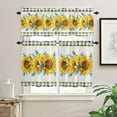 thumbnail image 1 of Kitchen Curtains and Valances Set, Summer Sunflower Eucalyptus Leaves Black Buffalo Plaid Floral Short Rod Pocket 3 Pieces Window Curtain Set for Bedroom, Bathroom, 24 Inch Long, 1 of 5