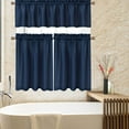 thumbnail image 1 of Tzou Kitchen Tier Curtains for Living Room Waterproof Window Curtains for Bathroom Waffle Weave Texture Navy Blue 30"x36"x2+60"x15", 1 of 7