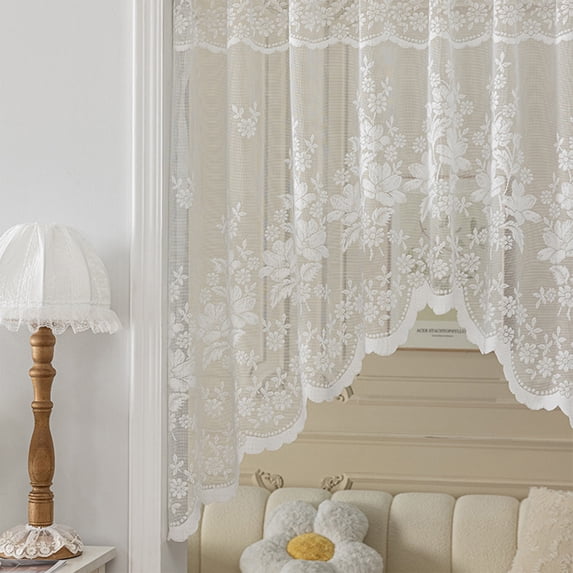 Kitchen Curtains and Valances,Lace Valance Curtains Over Sink,Cabinet Curtain Sheer Curtains Short,Spring Kitchen Curtains Window Curtains(1 Panel)