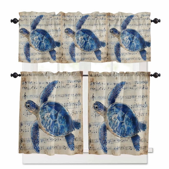 Kitchen Curtains and Valances Set, Rod Pocket Window Valance 18 Inch Window Curtain Panels for Living Room Bedroom Laundry, 27.5x36in, 3 Pieces