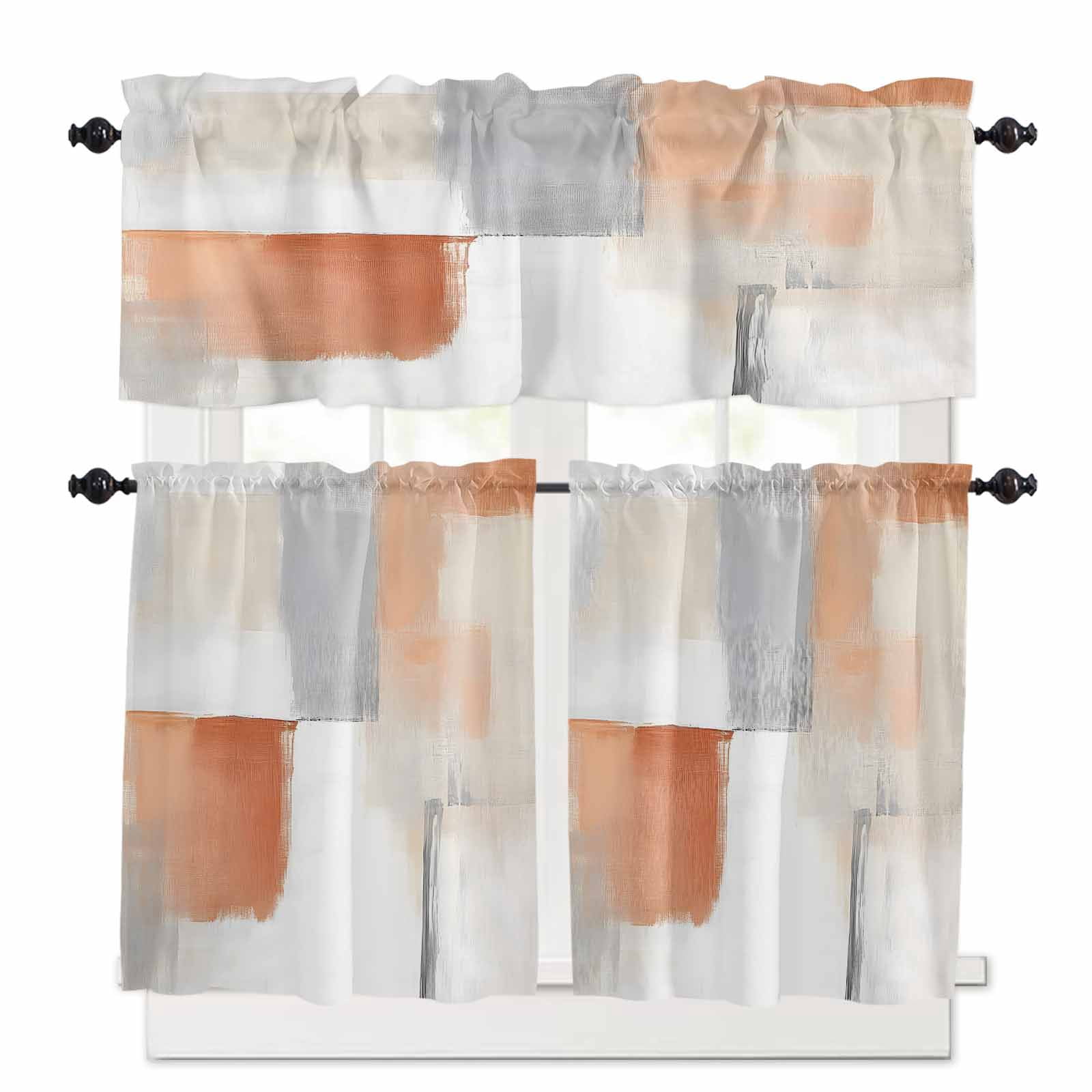 Kitchen Curtains and Valances Set, Rod Pocket Window Valance 18 Inch