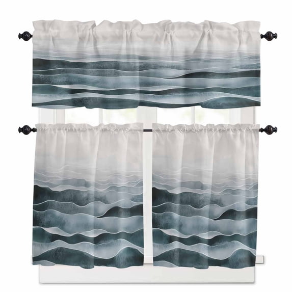 Kitchen Curtains and Valances Set, Rod Pocket Window Valance 18 Inch Window Curtain Panels for Living Room Bedroom Laundry, 27.5x36in, 3 Pieces