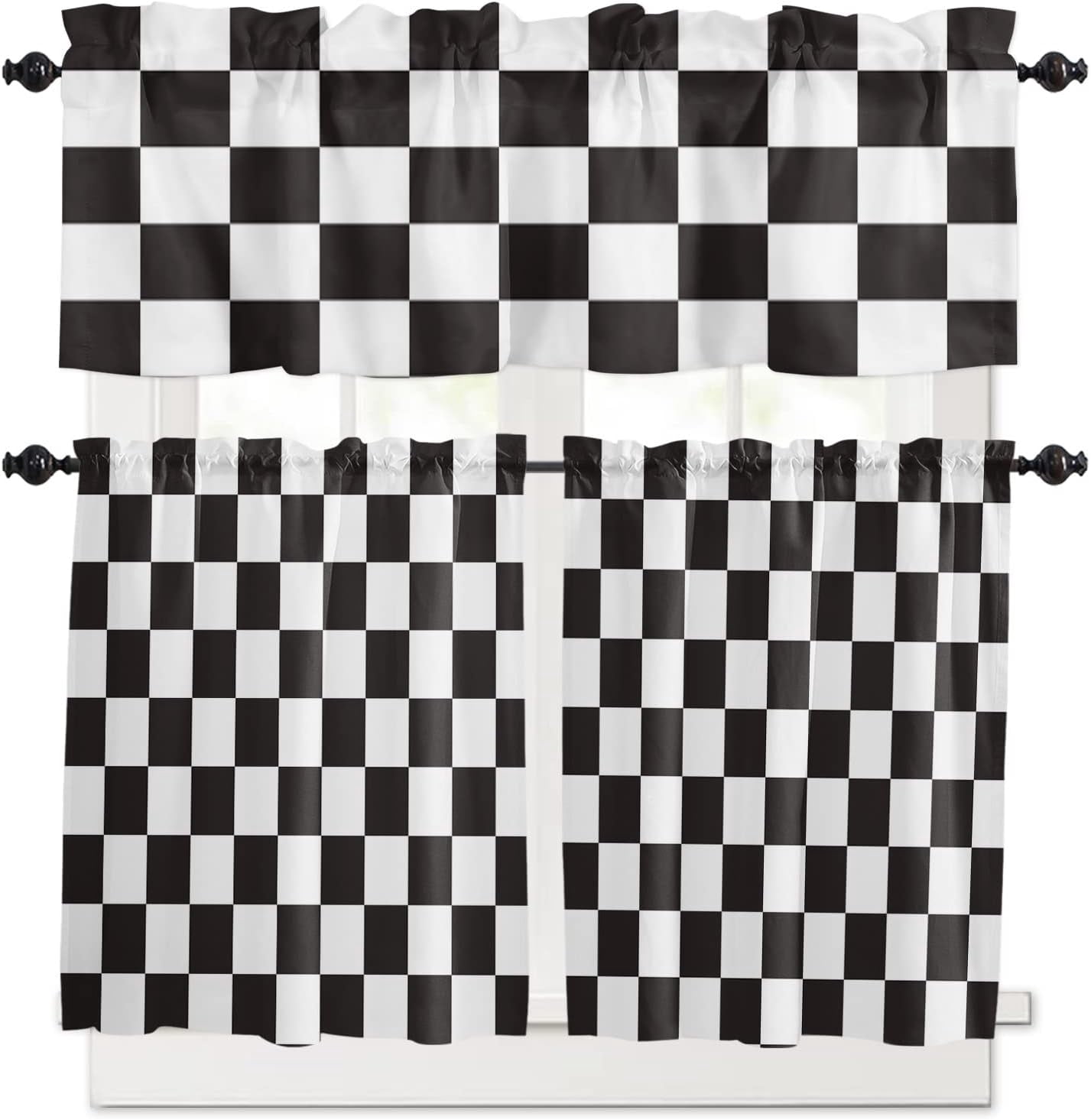 Kitchen Curtains and Valances Set Tier Curtains Living Room Bedroom ...