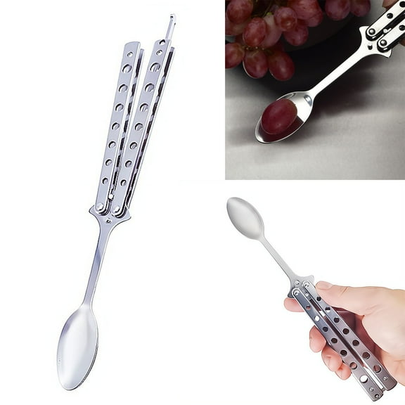 Kitchen Cutter,Stainless Butterfly Outdoor Portable Folding Butterfly Fork Spoon CSGO Butterfly Throwing
