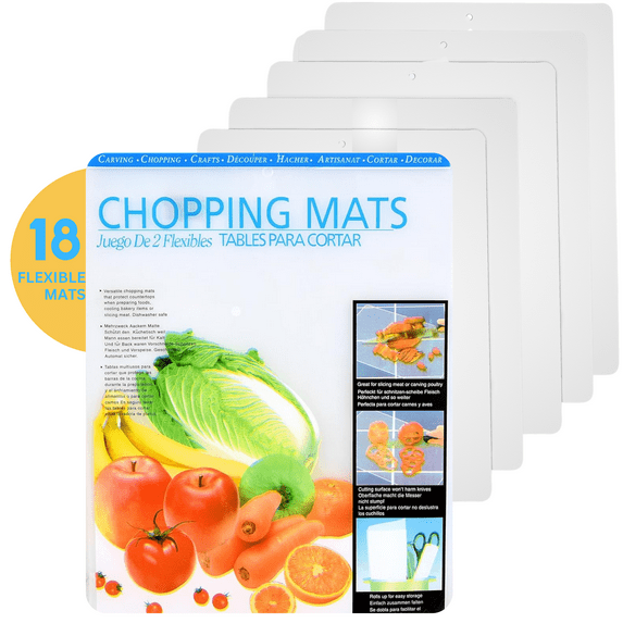 Kitchen Cutting Board | Flexible Chopping Mats | Food Safety | Hanging Hole for Easy Drying |12x15” Size | Set of 18