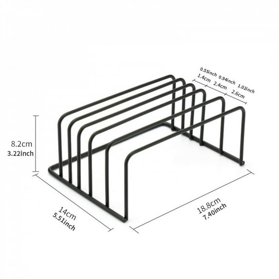 Kitchen Cutting Board Organizer Rack 5-Tier Metal Rack for Cutting Boards, Bakeware, Trays (1pc Black)